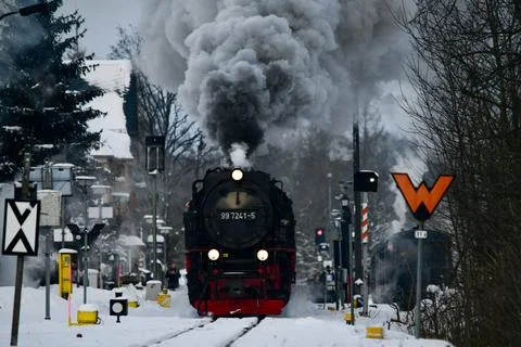 Harzer Schmalspurbahn Blick am 3. Dezember 2023 in den winterlich verschn... Stock Photos
