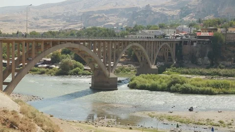 Hasankeyf Bridge Stock Footage 123687499