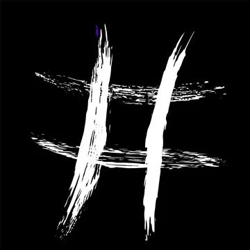 The hash on a black background is drawn by hand with a brush. Illustrazione stock