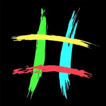 The hash on a black background is drawn by hand with a brush. 스톡 일러스트