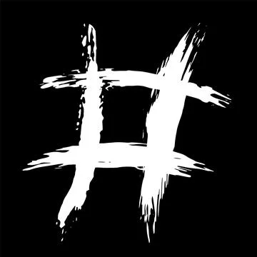 The hash on a black background is drawn by hand with a brush. 库存插图
