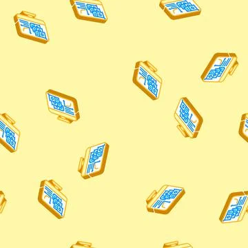 Hash rate cryptocurrency mining isometric icon seamless pattern Stock Illustration