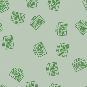 Hash rate cryptocurrency mining line vector seamless pattern Stock Illustration