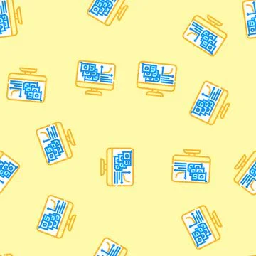 Hash rate cryptocurrency mining vector seamless pattern Stock Illustration