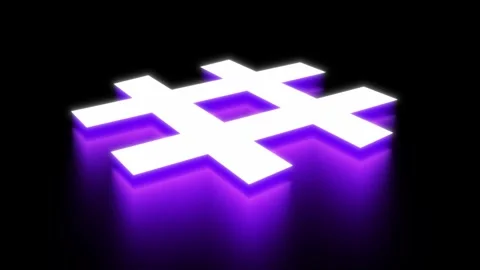 Hash Symbol 3D Vibrant Glowing Motion Graphic Video Stock Footage 320852455