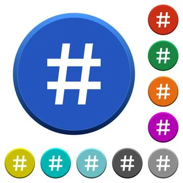 Hash tag beveled buttons Stock-Illustration