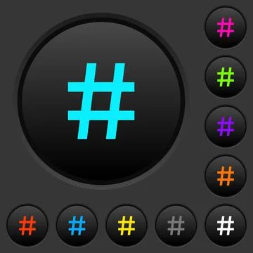 Hash tag dark push buttons with color icons Stock-Illustration