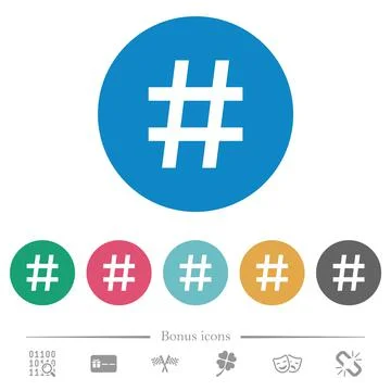 Hash tag flat round icons Stock-Illustration