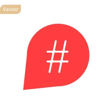 Hash tag icon in red bubble. concept of number sign, social media, micro blog イラスト素材