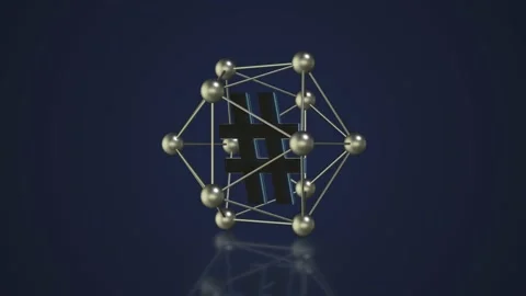 Hash tag network icon animation 3D rotation for video production Stock Footage 146916051