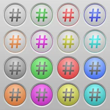 Hash tag plastic sunk buttons Stock-Illustration