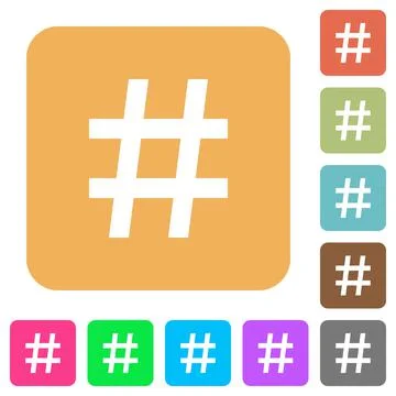 Hash tag rounded square flat icons Stock Illustration