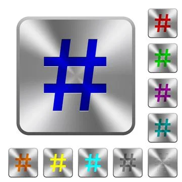 Hash tag rounded square steel buttons Stock-Illustration