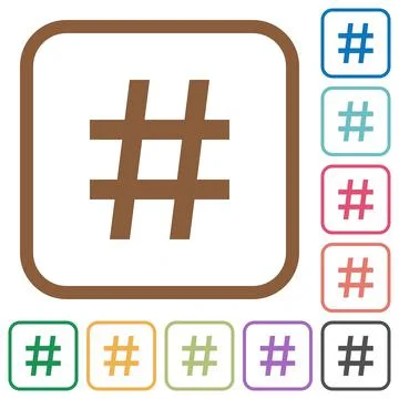 Hash tag simple icons Stock Illustration