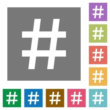 Hash tag square flat icons Stock-Illustration