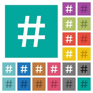 Hash tag square flat multi colored icons Stock Illustration