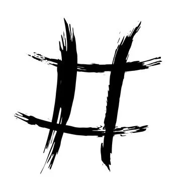 The hash on a white background is drawn by hand with a brush. Stock Illustration