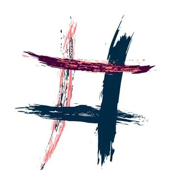 The hash on a white background is drawn by hand with a brush. Illustrazione stock