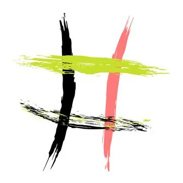 The hash on a white background is drawn by hand with a brush. Stock Illustration