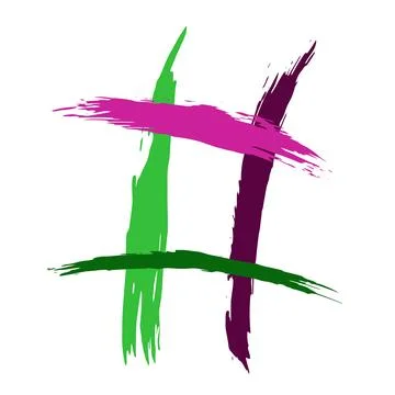 The hash on a white background is drawn by hand with a brush. 스톡 일러스트