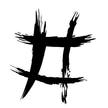 The hash on a white background is drawn by hand with a brush. Illustrazione stock