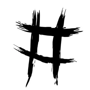 The hash on a white background is drawn by hand with a brush. Stock Illustration