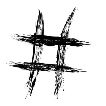 The hash on a white background is drawn by hand with a brush. Stock-Illustration