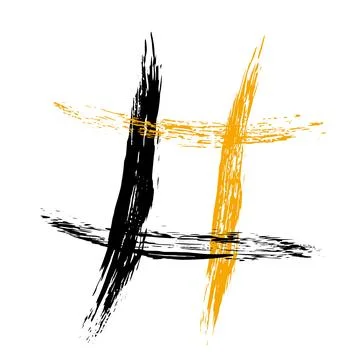 The hash on a white background is drawn by hand with a brush. Stock Illustration