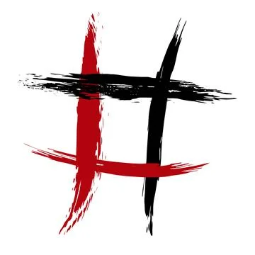 The hash on a white background is drawn by hand with a brush. Illustrazione stock