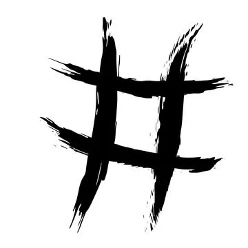 The hash on a white background is drawn by hand with a brush. Иллюстрация