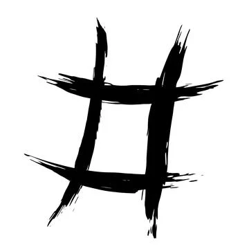 The hash on a white background is drawn by hand with a brush. Stock Illustration