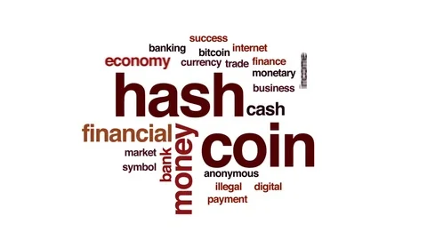 Hashcoin animated word cloud, text design animation. Stock Footage 80473190