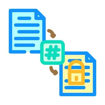 Hashing algorithm color icon vector illustration Stock Illustration