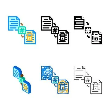 Hashing algorithm color types icon vector 库存插图