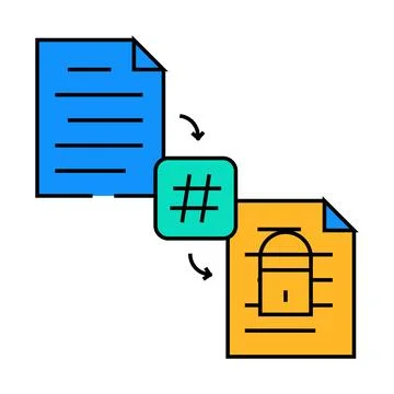 Hashing algorithm icon color illustration Stock Illustration