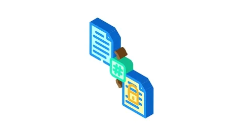 Hashing algorithm isometric icon animation Video stock 327287630