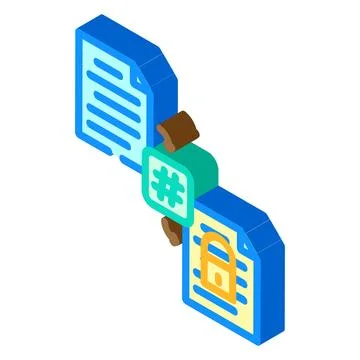Hashing algorithm isometric icon vector illustration Stock Illustration