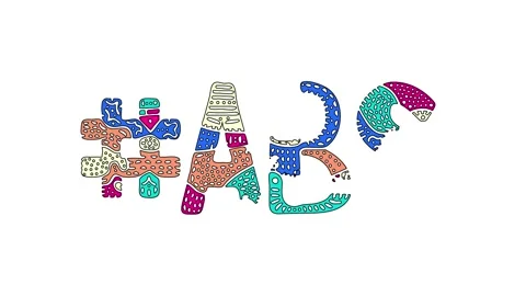 Hashtag #ABS. Animated text isolated on white background, 4K video. Stock Footage 157992159