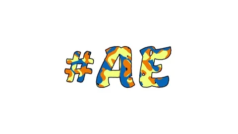 Hashtag #AE. Animated text isolated on White background. 4K video Stock Footage 163868915