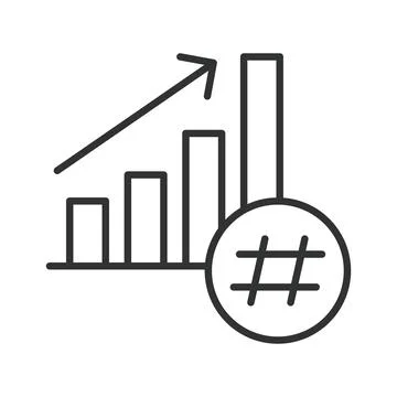 Hashtag analytics growth, icon in line design. hashtag, chart, growth イラスト素材