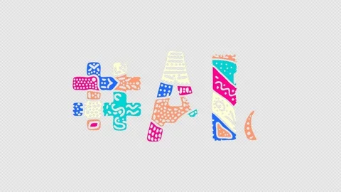 Hashtag #AR. Animated text. Transparent Alpha channel, 4K video. Colored fun Stock Footage 163868788