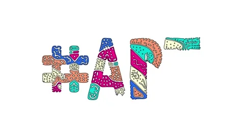 Hashtag #ART. Animated text isolated on white background, 4K video Stock Footage 157992195