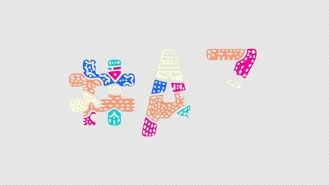 Hashtag #AZ. Animated text. Transparent Alpha channel, 4K video. Colored fun Stock Footage 163868019
