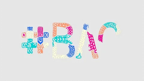 Hashtag #BAG. Animated text. Transparent Alpha channel, 4K video. Colored fun Stock Footage 160390790