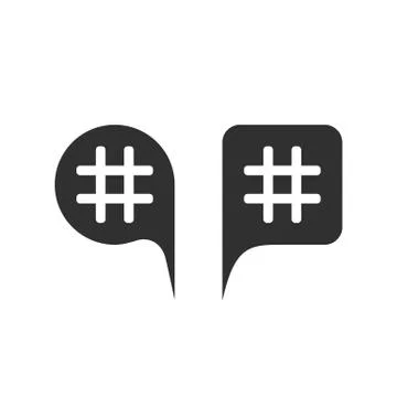 Hashtag in black speech bubbles Illustrazione stock