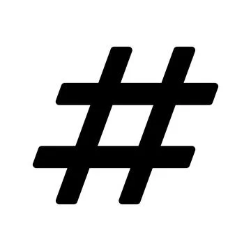 Hashtag black vector icon on white background Stock Illustration