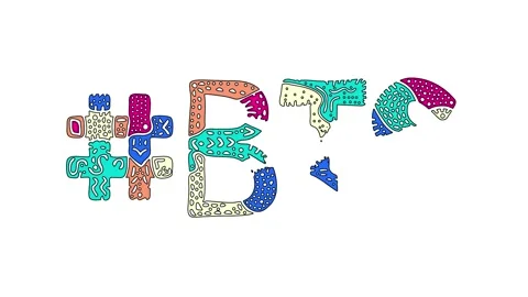 Hashtag #BTS. Animated text isolated on White background, 4K video. Stock Footage 162875085