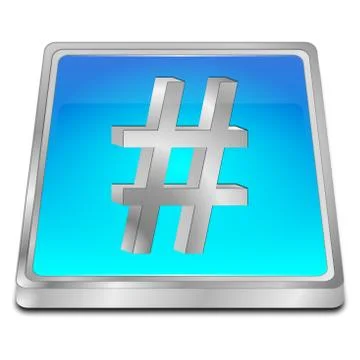 Hashtag Button - 3D illustration Stock Illustration