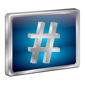 Hashtag Button - 3D illustration Stock Illustration