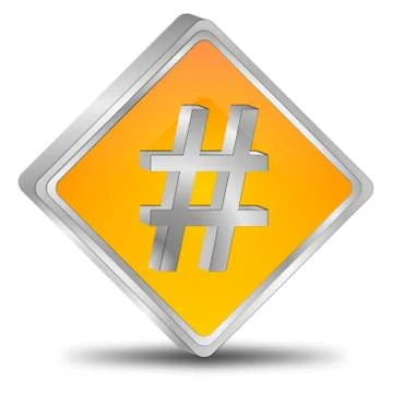 Hashtag Button - 3D illustration Stock Illustration